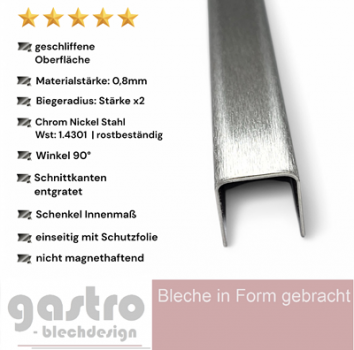 U profil aus Edelstahl geschliffen